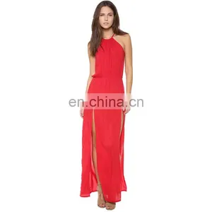 Fashionable off Shoulder Tie Neck Designer One Piece Women Party Dress thumbnail-4