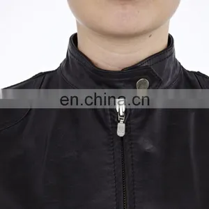 Woman Faux Leather Moto Zip Jacket thumbnail-4