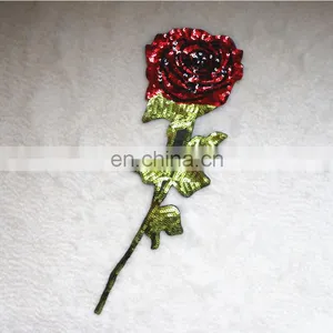 Hot Sale Fahsion 3D Rose Sequin Patch With Glue thumbnail-1