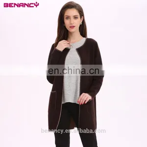 Classic Winter Outwear Thick Wool Cardigan Coat For Mature Women thumbnail-2