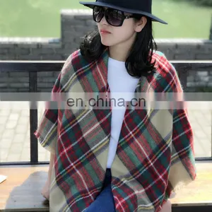 European Winter Cashmere Scarf Plaid Scarf Increase Double Colorful Square Scarf Shawl thumbnail-3