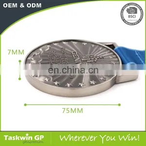Custom Silver Plated Metal Medal With Ribbon Drape thumbnail-6