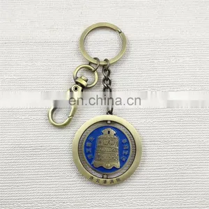 3D Metal Rotating Keychain With Ancient Chinese Chime-bell Image Also Antique Bronze Plated thumbnail-1