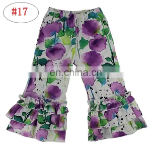 Girls Kids Printed Flare Pants Wide Leg Pants Icing Ruffle Trousers Solid Color 20colors 5 Size thumbnail-5