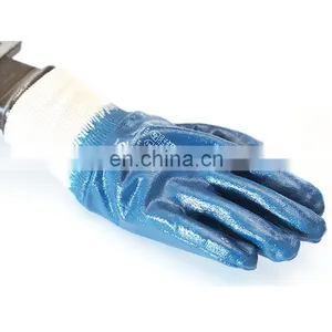 Oil And Gas Resistant Safety Cuff Heavy Duty Blue Nitrile Coated Cotton Jersey Shell Gloves thumbnail-3