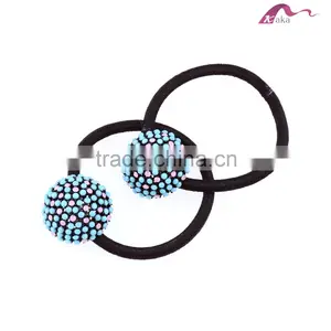 Colored Top Quality Lasted Fancy Style Round Flower Chunky Crystal Dotted Hair Elastic Rubber Bands For Girls Ponytail Holder thumbnail-1