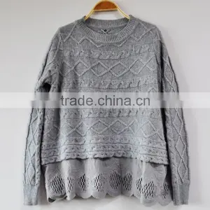 Sweater Dress Women Grey Lace Skirt Jumper Sweaters thumbnail-1
