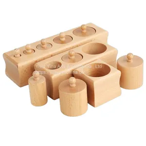 Knobbed Cylinder Montessori, Montessori Cylinders With Knobs Socket Montessori Materials Educational Toys (Set of Four) thumbnail-1