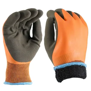 7G Polyester Liner Latex Crinkle Coated Waterproof Heavy Duty Winter Work Gloves thumbnail-2