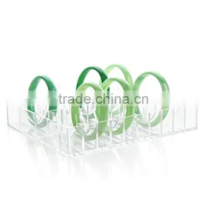 Clear Acrylic 20 Slots Bracelet Display Tray Jewelry Display Case Bangle Bracelet Storage Organizer thumbnail-2