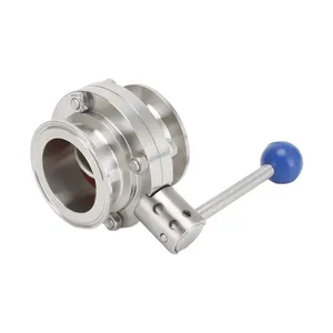 SS316L TC Ends Sanitary Manual Stainless Steel Butterfly Valve thumbnail-3