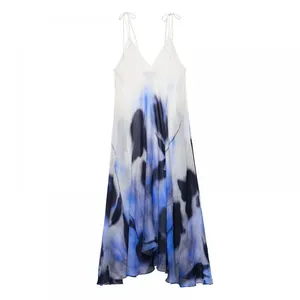 2025 Spring/Summer New European and American Style Women's Fashion Sexy Sleeveless Strap Printed Dress thumbnail-3