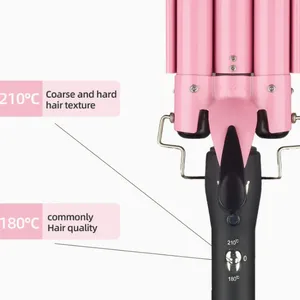 Pink Three Tube Curling Stick/big Wave Electric Splint Curler/water Wave Chicken Rolls Stick Big Roll/perm（Wechat:13510231336） thumbnail-3