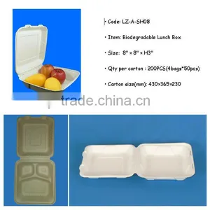 Biodegradable Paper 8 Inch Clamshell For Food Made By Bagasse thumbnail-1