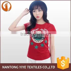 2016 Wholesale OEM Skin Tight Ladies Slim Fit Red T Shirts thumbnail-1
