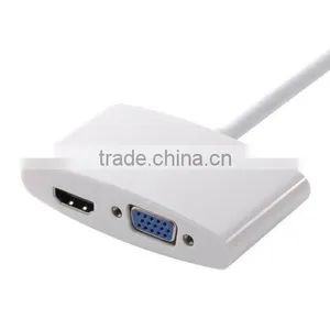 White 2 in 1 DP Display Port to VGA + HDMI Female 2 in 1 Adapter Cable for Dell Nvidia ATI thumbnail-4