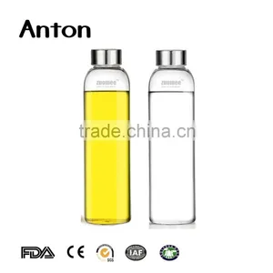 19oz 2016 New Design Wholesale Promotion Custom Logo Glass Bottle Clear Glass Bottle Beverage Bottle With Metal Cap thumbnail-1