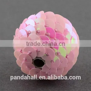 Pink Loose Woven Paillette Beads, Chunky Beads(CR177Y-1) thumbnail-1