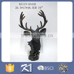 Resin Walking Deer With Antlers Figurine Statue Decorative thumbnail-2