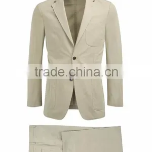 BESPOKE KHAKI PLAIN SUIT FOR MEN thumbnail-3