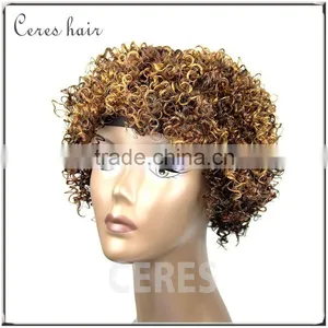 Cheap Wholesale Price High Temperature Fiber Synthetic Wig Futra Fiber Short Kinky Curl Afro Curl Wig thumbnail-3