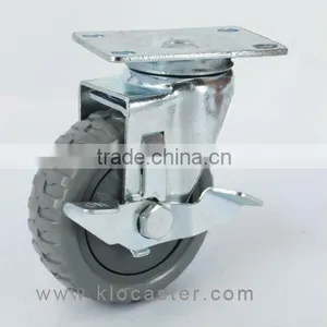Swivel Flame PU Caster With Brake, Medium Duty Flame PVC Caster thumbnail-1