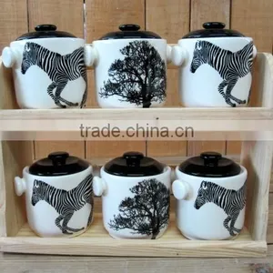 Unique 6 PCs Kitchen Spice Jar With Handle in Wooden Stand thumbnail-1