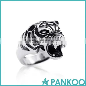 Pankoo Wholesale 2016 Animals Series of Retro Punk Tai Silver and Titanium Unisex Ring thumbnail-1