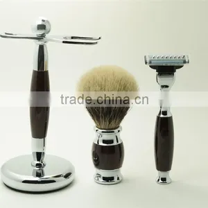 Hot Sale Metal Shaving Bowls Luxury Razors Real Badger Hair Brushes Shaving Set thumbnail-3
