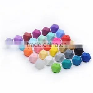 BPA Free FDA Approved Hexagon Grey Marble Silicone Beads for DIY Silicone Necklaces thumbnail-2