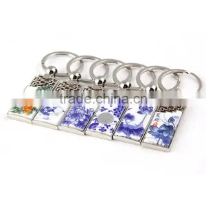 Blue and White Porcelain Logo Excellent Qualtiy Key Chain With Beautiful Paper Card thumbnail-1
