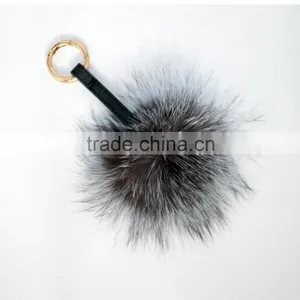 Smart Colorful Key Chain Fox Fur Pompoms thumbnail-2