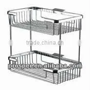 Wall Mounted Metal Bathroom Shower Caddy With Double Layers thumbnail-1