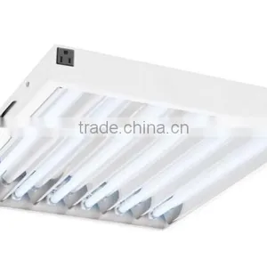 Indoor Gardening Greenhouse Standard T5 HO Fluorescent Grow Light Reflector Fixture With 2' 2feet 24W 6 Lamp Tube thumbnail-2