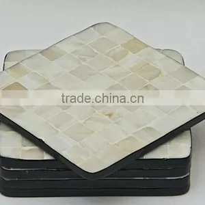 High Quality Eco Friendly Mother of Pearl Square Coaster 10 cm thumbnail-1