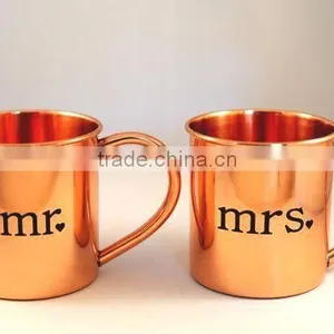100% COPPER BPA FREE GIFT SET OF 2 SMOOTH MUGS , FDA APPROVED SOLID COPPER MUG SET FOR MOSCOW MULE AND VODKA thumbnail-1