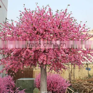 Peach Blossom Cherry Flower Tree Man Made Blooming Real Trunk Tree With UV RESISTANCE thumbnail-1