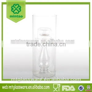 3-tier Newest Modelling Clear Series Tall Glass Straight Barrel Hurricane Candle Holder thumbnail-2