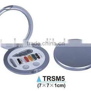 Foldable Plastic Round Shape Sewing Tool Box With Pocket Mirror thumbnail-1
