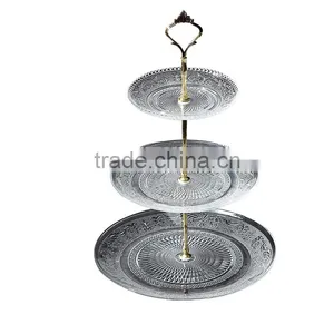 Crystal Glass Charge Plate With Metal Stand Rack Set for Wedding Party thumbnail-5