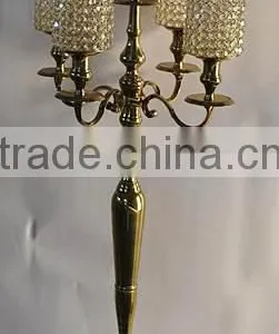 Tall Gold Plated Crystal Beaded 5 Lights Candelabra thumbnail-1