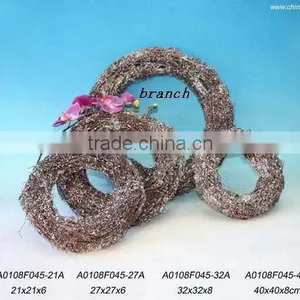 12"rattan Christmas Wreaths With Snow thumbnail-1