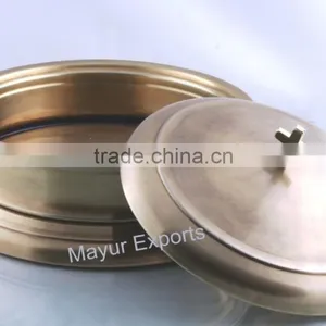 Metal Brass Plated Communion Tray Set thumbnail-2