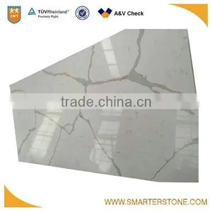 Calacatta White Polished Quartz Slab Good for Countertop thumbnail-1