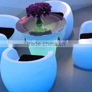 Modern Classic Plastic Colorful Lighting Illuminated RGB LED Chair With Table thumbnail-6