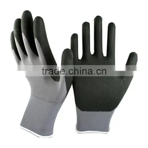 NMSAFETY Good Quality 13 Gauge Grey Nylon Coated Black Nitrile Glove /Industrial Work Gloves/ Good Grip Gloves thumbnail-1