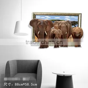 Interesting 3D Elephant Wall Sticker for Kids , Removable Real Elephant Wall Sticker thumbnail-2