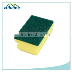 Comfortable Hand Holding Grooved Shape Utility Cleaning Sponge With Scouring Pad thumbnail-2