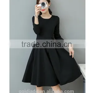 2016 Customized Manufacture Fashionable Wholesale Women Plain Color Dress Long-sleeve Spring Autumn Ladies Dress thumbnail-3