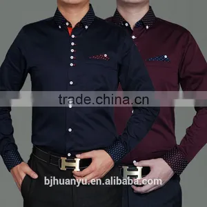 Men Handsome Navy and Rose Dark T/C Dress Shirt 2015 thumbnail-1